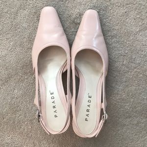 Leather Pointy-Toe Slingback (Low) Heels